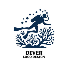 Fototapeta premium Diver Vector Logo Design