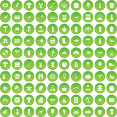 100 Hobby and Leisure Icons Green Circle