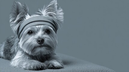 Pet Hygiene Safety Banner Showing a Dog With a Headband in a Clean and Clinical Setting Focusing on Health Care and Hygiene for Pets