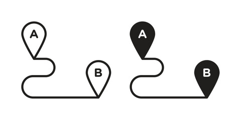 Path A to B icons for templates, web design and infographics