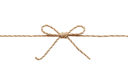 A rope tied with a bow on transparent background