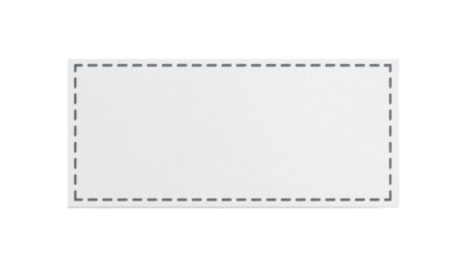 A white rectangle with a dashed line border on transparent background