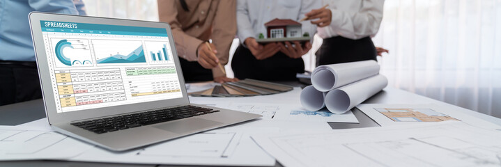 Spreadsheet document information financial startup concept. data and graphs in spreadsheet documents for online analysis project dashboard accounting digital brisk