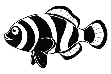 clownfish silhouette line art vector illustration with a white background