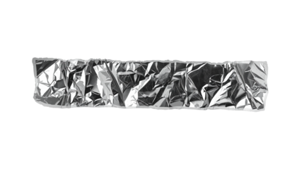 A crumpled piece of aluminum foil on transparent background
