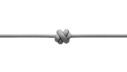 A rope with a knot in the middle on transparent background