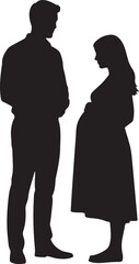 Silhouette standing man with pregnant woman family parenthood love concept illustration