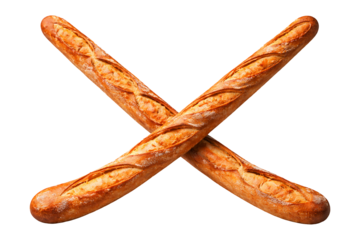 Crossed french bread loaves