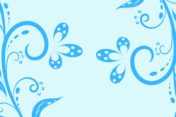 Blue Floral Swirl Decorative Background