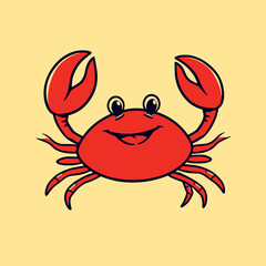 Fototapeta premium A cartoon crab illustration on a yellow background
