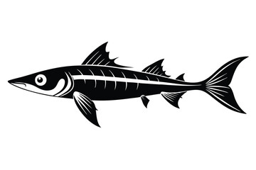 Obraz premium barracuda silhouette line art vector illustration with a white background