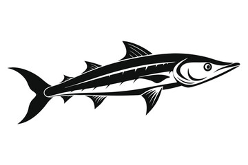 Fototapeta premium barracuda silhouette line art vector illustration with a white background