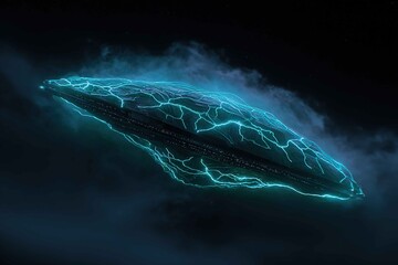 alien organic spaceship glowing with bioluminescent veins