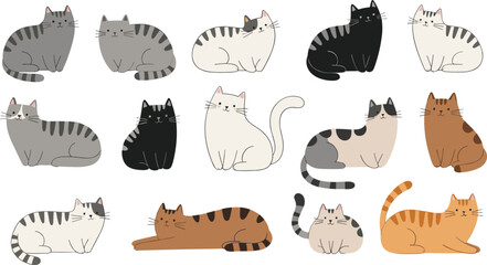 Cartoon cats in various colors and poses animals pets 1 felines © Shamim creative 