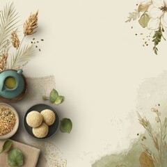 Makar Sankranti Kite and Sweets Flat-Lay Illustration