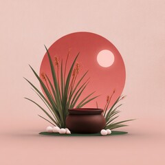 Minimal Pongal Festival Symbolic Illustration