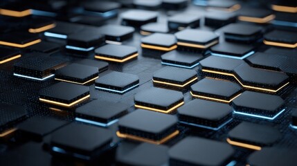 Concept of Ai Regulation With Structured Digital Geometry Showing Hexagonal Patterns and Contrasting Lines on a Dark Surface in a Modern Style