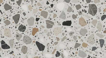 Assorted mineral and rock fragments scattered on white background for science
