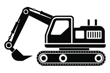 Naklejka premium excavator silhouette line art vector illustration with a white background