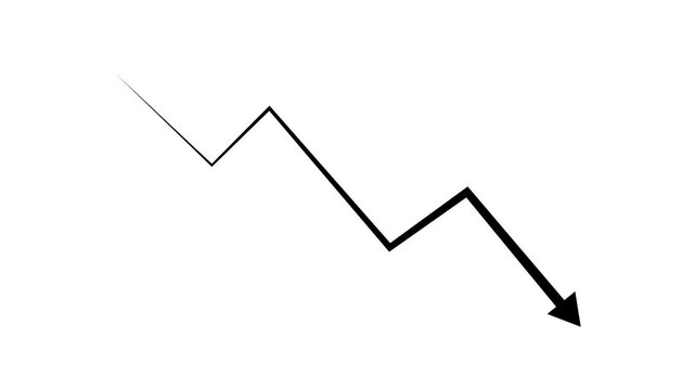 Downward Zigzag Arrow Animation, zigzag arrow pointing downward. white background. 4k video..