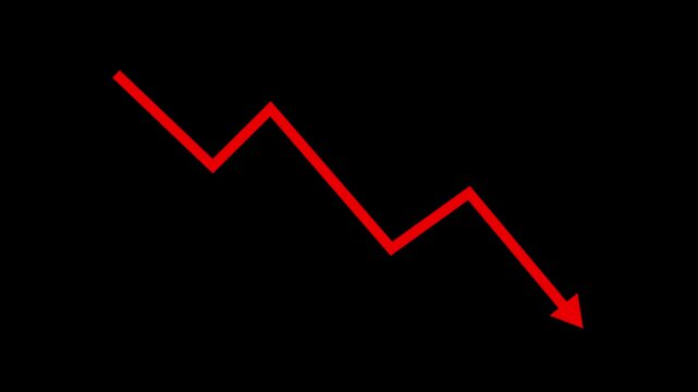 Downward Zigzag Arrow Animation, zigzag arrow pointing downward. black background. 4k video..
