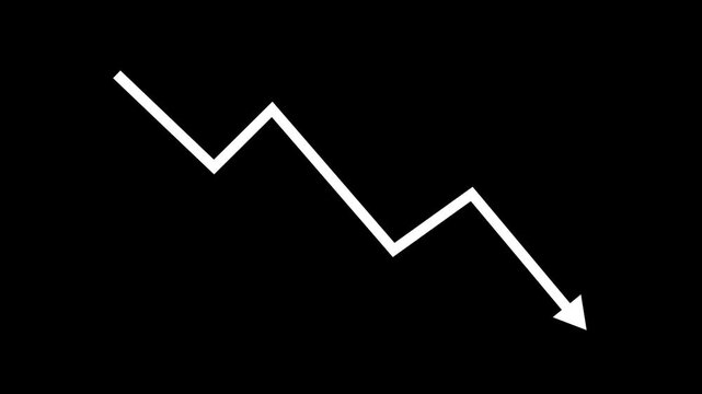 Downward Zigzag Arrow Animation, zigzag arrow pointing downward. black background. 4k video..