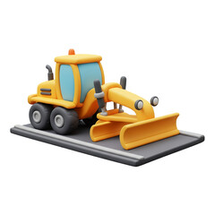 Fototapeta premium A 3D illustration of a bulldozer on a platform viewed from the side