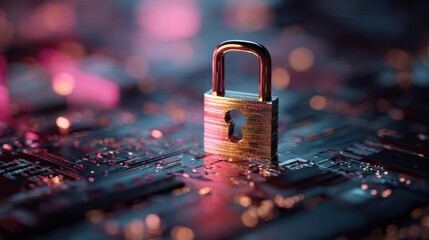 Data Protection Legal Concept Featuring a Lock Shape on a Circuit Board With a Digital Theme Showing Security Measures in Modern Society