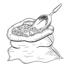 hand drawn vector illustration of coffee sack