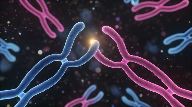 Animated 3D visualization of chromosome pairing during meiosis.