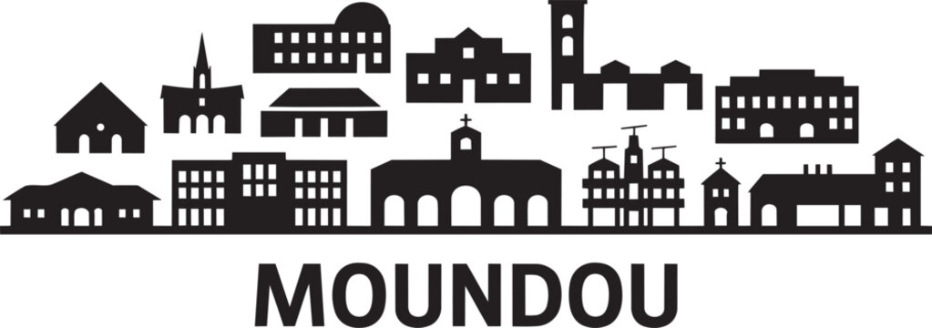 Moundou chad cityscape silhouette with famous buildings landmarks outline vector