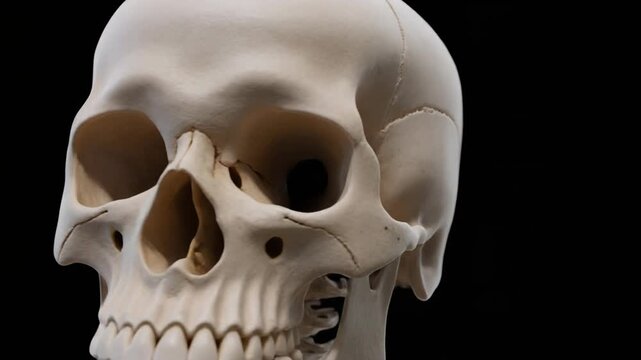 360-degree Rotation of a Human Skull - Detailed Base View