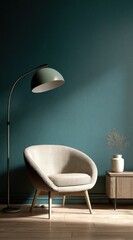 Elegant room interior with armchair floor lamp and decorative elements