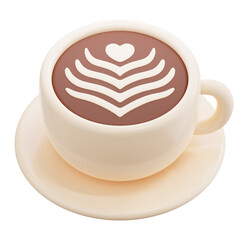 Coffee Cup with Heart Latte Art