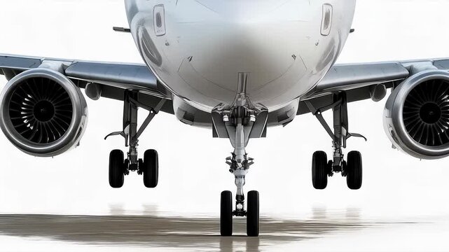 A bulky passenger liner with powerful turbines is captured before take-off, emphasising the technical power of aviation &mdash; the perfect atmospheric backdrop for presentations on transport and innovation