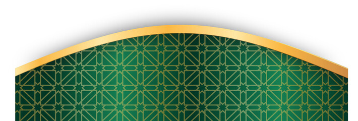 Decorative Green & Gold Geometric Pattern with Curved Top Edge