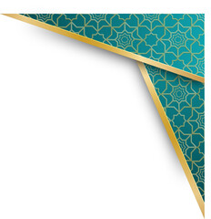 Elegant Gold and Teal Geometric Corner Design with Abstract Pattern Background