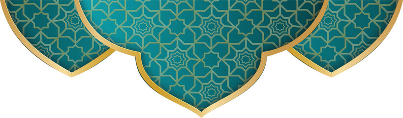 Elegant Teal & Gold Islamic Geometric Pattern Banner Design Element