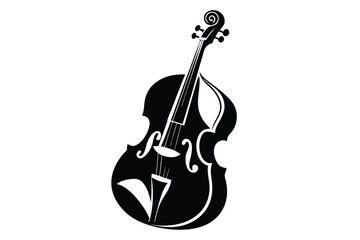cello silhouette line art vector illustration with a white background