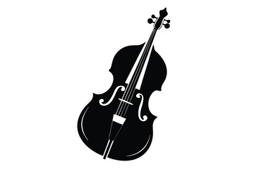 cello silhouette line art vector illustration with a white background