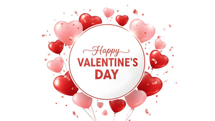 Happy valentine's day card with hearts and balloons