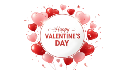 Happy valentine's day card with hearts and balloons