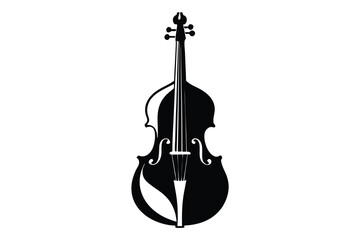 cello silhouette line art vector illustration with a white background