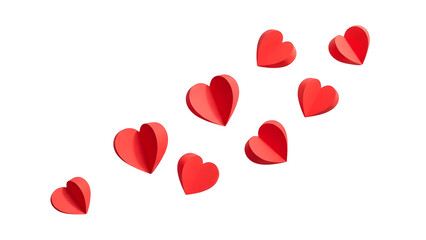 Floating hearts in sequence