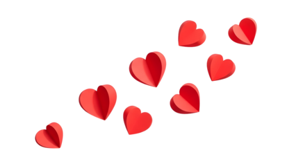 Floating hearts in sequence