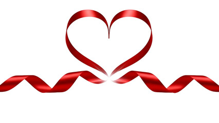Red ribbon forming a heart shape
