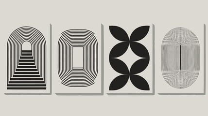 Modern geometric art with black and white optical illusions