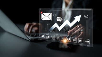 A dashboard for tracking email marketing analytics. The growth chart visualizes the campaign's performance, open rates, and success in reaching business targets. Fermion
