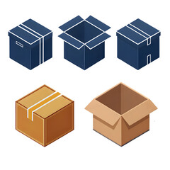 Fototapeta premium Set of shipping, delivery box or container icons