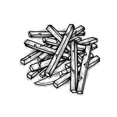 Illustrated Pile of Crispy French Fries.